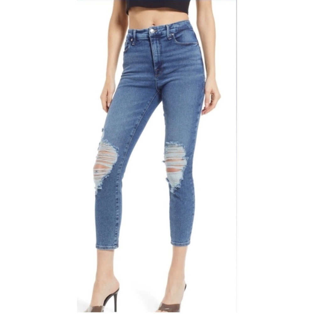 NWT - Good American - Good ‎ Waist Crop - Shadow Pocket Skinny Jeans